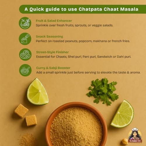 Nairuti Vyutpadan Chat Masala (Jain Friendly) 50g | No Onion No Garlic | Tangy & Spicy Chaat Masala Powder | Sprinkle for Fruits, Salads, Snacks & Street Style Flavour | No Preservatives — image 5