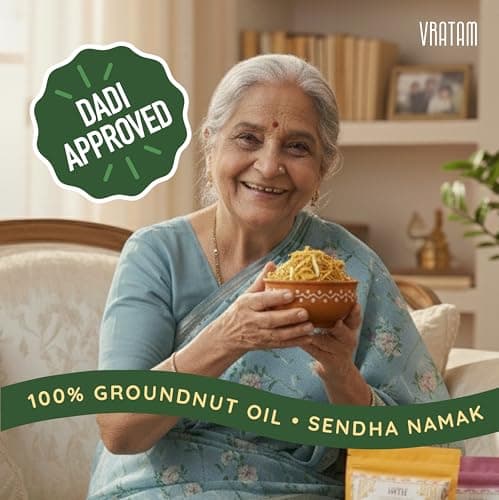 Vratam Falhari Trail Mix | Healthy Homemade Namkeen for Diet | No Onion No Garlic No Palm Oil | Guilt Free Snacks made in Groundnut Oil | Sweet and Salty Mixture for Home | 190G (pack of 1) — image 8