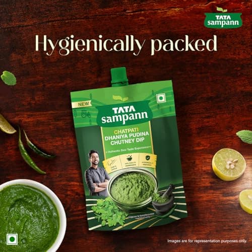 Tata Sampann Chatpati Dhaniya Pudina Chutney Dip, Made with Fresh Coriander and Mint, Tangy and Flavorful, Hari Chutney, Ready to eat, Pairs well with Parathas, Chaats & Snacks, 100% Quality Ingredients, Hygienically Prepared, 200 g — image 5