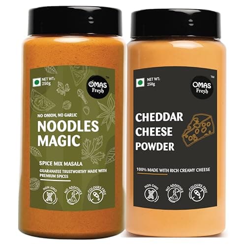 Omas Fresh No Onion No Garlic Noodles Magic Masala & Peri Peri Seasoning | 250g × 2 Combo Pack | Spicy & Flavorful Duo for Noodles, Pasta & Everyday Cooking — image 7