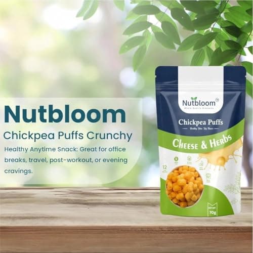 Nutbloom Chickpea Puffs – Delicious Cheese & Herbs Flavor | High-Protein, Gluten-Free, Guilt-Free Crunchy Snack (70 gm, Cheese & Herbs) — image 4