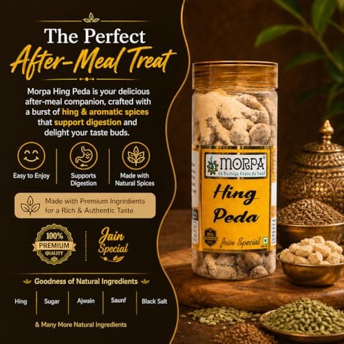 MORPA Hing Peda (Asafoetida Digestive Candy) Traditional Indian Mouth Freshener Aids Digestion and Refreshes Breath Premium Quality Jain Special 100% Veg — image 4