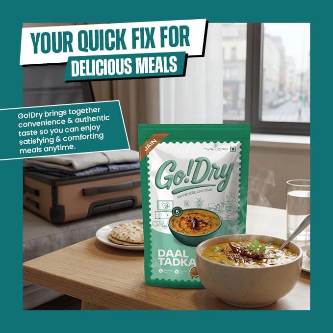 Go!Dry Jain Dal Tadka | Ready to Eat Indian Meal | No Onion No Garlic | No Preservatives & No Palm Oil | 75g — image 7