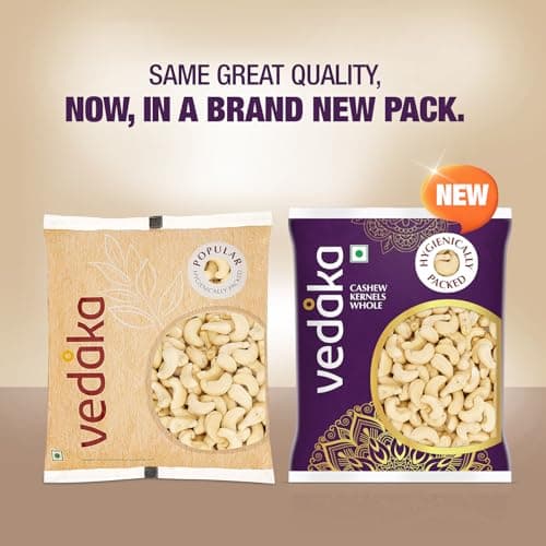 Amazon Brand - Vedaka Whole Cashews | 200 Gram | Grade W320 Kaju | Gluten-Free & Plant Based Protein | Firm Texture, Rich Taste | Regular-Sized, Non-Split | Healthy Snack — image 3