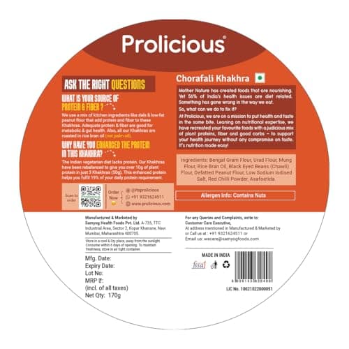 Prolicious Methi & Chorafali Khakhra Combo | Crunchy Roasted Indian Snacks | Healthy Tea-Time Snack Combo | High Fibre & No Maida (Pack of 2, 170g each) — image 6