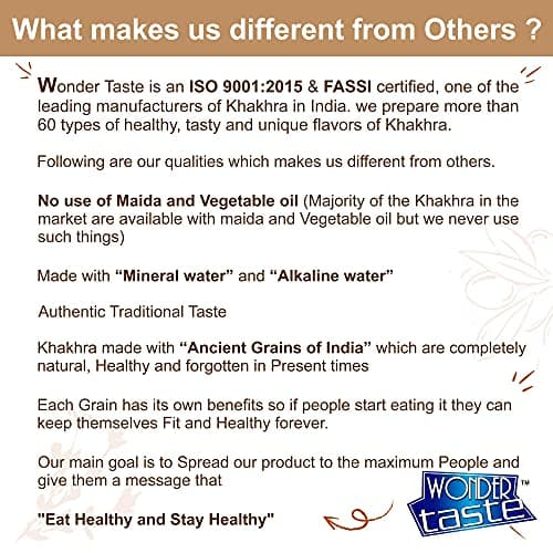 WONDER TASTE Gluten Free Plain Khakhra Pack of 2 (200g Each) | No Maida | No Vegetable Oil | Super Healthy Diet Low Calorie Snacks | Delicious Roasted Gujarati Bites | Free Masala Packet Inside — image 6