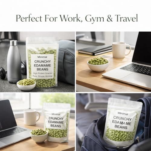 Minimal Roasted Edamame 400g | Protein (46%) & Fiber (14%) | Oil-Free, Vacuum Roasted Crunchy Green Edamame | Healthy Low Carb, Plant-Based Snack | Young Green Soybeans — image 6