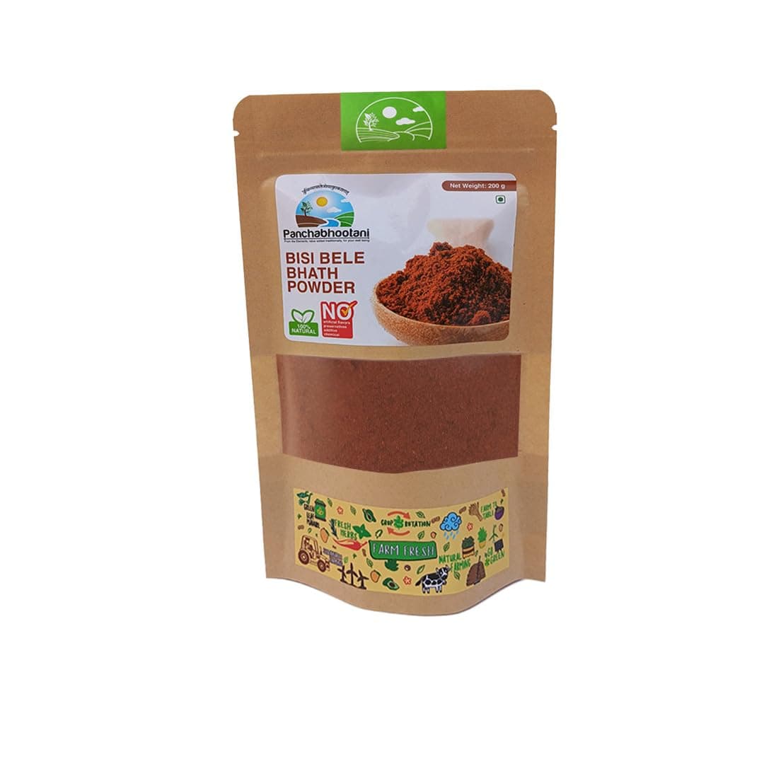 Panchabhootani Bisi Bele Bath Powder 200g| Authentic Flavours From South India, Goodness Of Wholesome Spices & Lentil, All Natural Ingredients, Roast Blend & Grounded, No Added Color & Preservatives