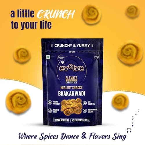 Evolve Baked Bhakarwadi Healthy Snacks for Kids, Adults | Gluten Free, No Artificial Colors or Preservatives, Freshly Made, Ready to Eat, Crunchy Masala Flavor - 100g — image 6