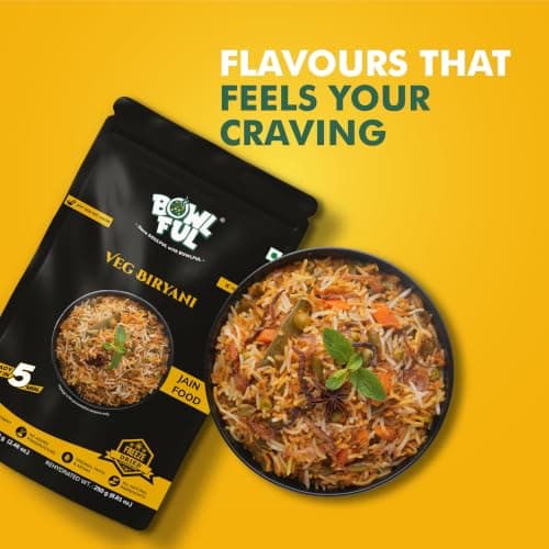 Bowlful Jain Veg Biryani, 70 GMS,Pack of 3, Rice with Rich Raw Spices. 100% Natural, Freeze Dried Food — image 7