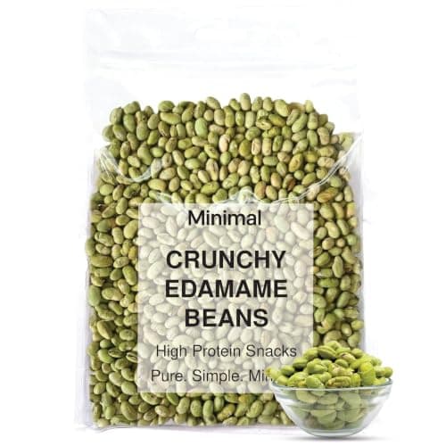 Minimal Roasted Edamame 400g | Protein (46%) & Fiber (14%) | Oil-Free, Vacuum Roasted Crunchy Green Edamame | Healthy Low Carb, Plant-Based Snack | Young Green Soybeans