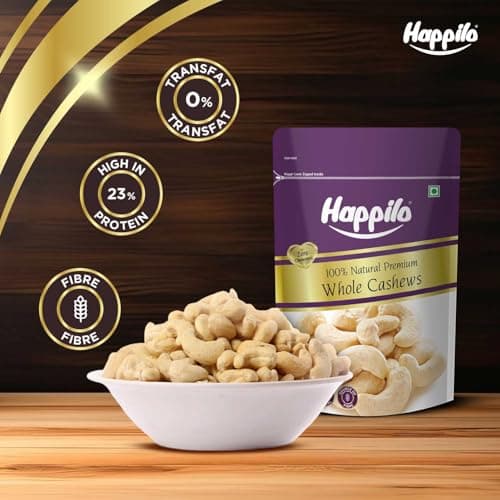 Happilo Premium Natural Whole Cashews 200g Value Pack | Dry Fruits, Kaju, Healthy Snacks | Unsalted Cashew Nuts | Crunchy, Nutritious & Delicious Nuts | Rich in Protein, Magnesium & Phosphorus — image 4