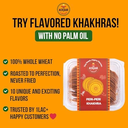 Peri Peri Mini Khakhra by The Achaar Library | Whole Wheat Crisps | Bite-Sized | Pack of 2 (180g*2) — image 3