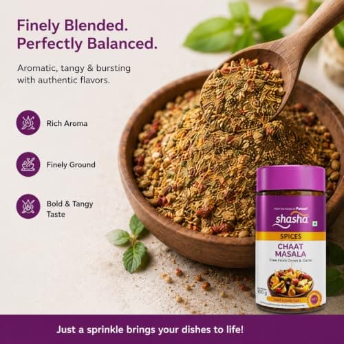 Shasha Chaat Masala 100g - Spice Mix for Tangy and Flavorful Chaat - No Onion or Garlic - From the House of Pansari — image 4