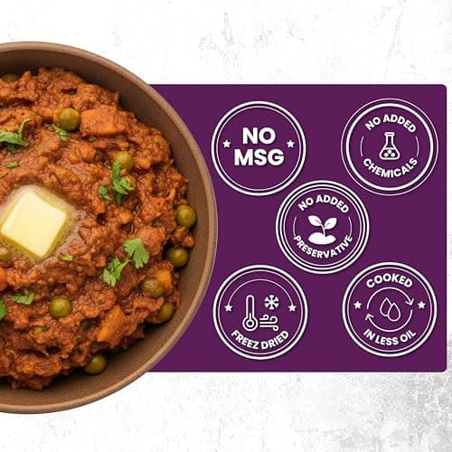 Chericious Ready to Eat Jain Pav Bhaji | Freeze Dried-400 gm| No Onion No Garlic | Indian Street Food Style | Instant Heat & Eat Meal (Pav Bhaji) — image 4