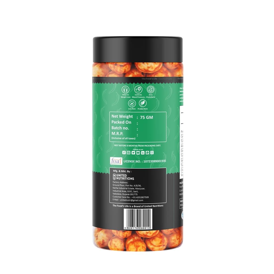 The Food's Life Peri Peri Jain Makhana | Roasted Lotus Seeds | Protein & Calcium-Rich | Gluten-Free | No Onion & Garlic | Healthy Snack 75g | Pack of 1 — image 3