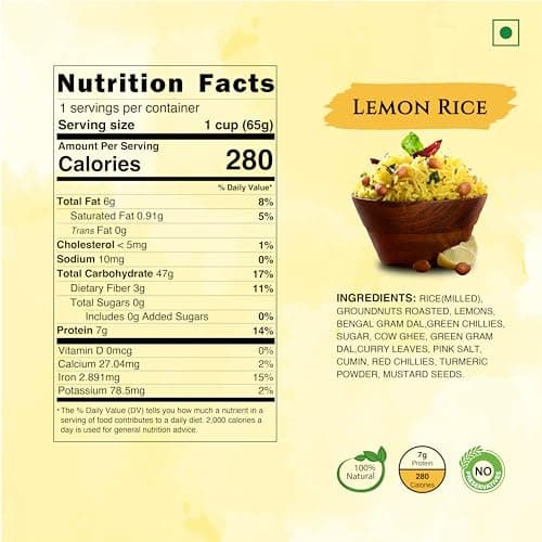 Instabites Ready To Eat Combo of Lemon Rice - Rasam Rice - Dal Rice, No Added Preservatives and Ready to Eat in Minutes - Pack of 3 — image 2