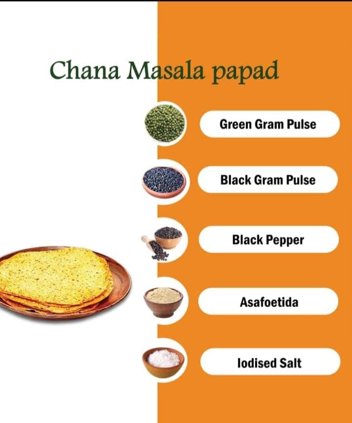 Om Uttam Chana Masala Papad - 100% Natural Papad | 400 Gram | Fresh and Homemade — image 3