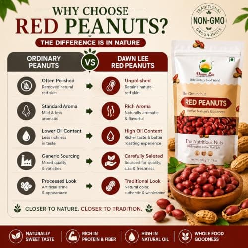 Dawn Lee Raw Desi Red Peanuts | Mildly Roasted | High Protein & Fiber | Groundnut | Moongfali | Sing Dana | Premium Fasting Snack for Navratri, Ekadashi | Non-GMO | Resealable Kraft Bag – 400g — image 4