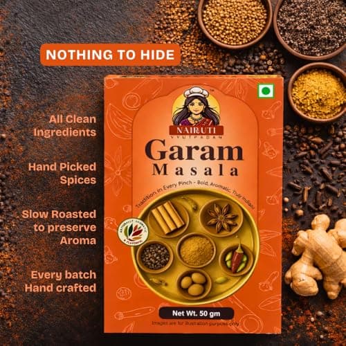 Nairuti Vyutpadan Garam Masala (Jain Friendly) 50g | No Onion No Garlic | Premium Whole Spice Blend | Rich Aroma Indian Curry Masala | No Preservatives, No Artificial Colour — image 3