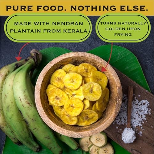 Dakshyn Nendran Yellow Banana Classic Satled Wafer Chips (200g x Pack of 4) | Jain Snacks No Onion No Garlic | Oil Free Snacks | Healthy, Gluten Free, Vegan, Plant Based | Kerela Banana Salted Chips — image 6