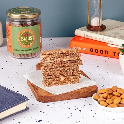 Bliss by Anju Chocolate Almond Biscotti 200g | Contains 38g Protein Per Pack | Activated Almonds & Premium Cocoa | Baked, Gluten-Free | Rich in Fibre & Healthy Fats | Wholesome Crunchy Snack — image 3