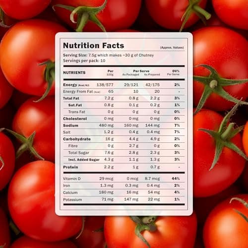 Chutnefy Tomato Chutney | 75g Freeze-Dried Instant Dry Mix | Just Add Water to make 10 servings (300g) | 0% Preservatives or Additives — image 2