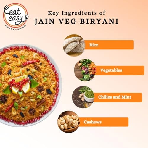 Eat Easy Ready To Eat Jain Veg Biryani- 95gm (Pack of 2) | Freeze Dehydrated, No Moisture, Lightweight, Instant Spiced Vegetable Rice with Cow Ghee & Paneer | No Onion, No Garlic, Just Add Water & Cook Food for Quick Lunch, Dinner — image 5