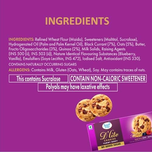 Sugar Free D’Lite Yummy Berry Cookies | Zero Added Sugar | Made with Oats & Quinoa 150g — image 2