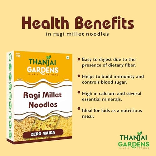 THANJAI GARDENS - SIMPLY NATURAL Finger Millet Noodles – Nutrient-Dense, Nutritious & rich-Fiber Instant Noodles | No Maida, No Preservatives No Artificial Color | 175 G Each | Pack of 2 — image 2
