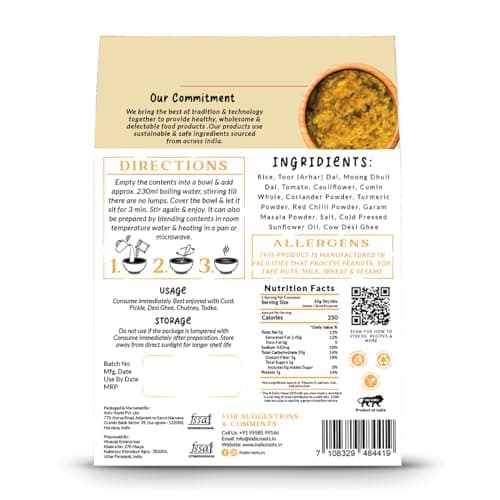 Indic Roots Jain Khichdi |Instant Ready to Eat Full Meal |No Preservatives, All Natural, Packed Food with no Onion Garlic |Gluten Free MRE Food - 55 gm (Pack of 1) — image 2