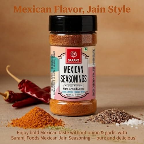 SARANZ Jain Mexican Seasoning | All-Purpose No Onion No Garlic Mexican Spice Mix | For Burritos, Quesadillas, Rice Bowls, Nachos, Fajitas and Pasta | Vegan, Gluten-Free, Dairy-Free | 100g — image 3