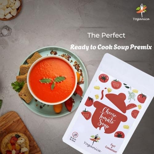 Yoganica Cheese Tomato Soup Premix (150g) | Instant Creamy Tomato Soup Mix | No Onion No Garlic | Pure Veg | Makes 15 Servings | Just Add Hot Water — image 5