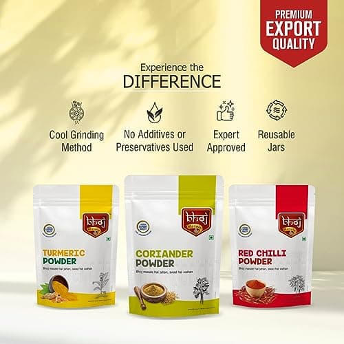 Bhoj Masale Haldi, Dhaniya And Red Chili Powder Combo Pack 200GM Each | Aromatic Spice for Flavorful Indian Cooking | For Flavorful Cooking | No Artificial Flavor Added — image 3