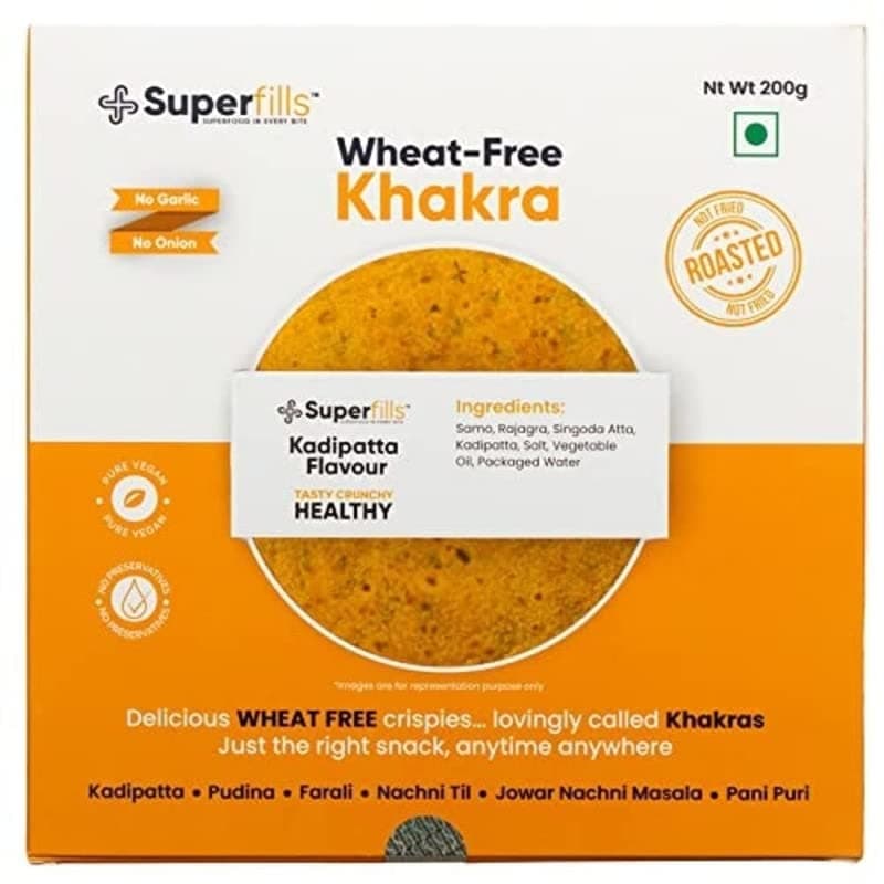 Superfills Wheat-Free Farali Khakra - 200gm | Diet Snack for Weight Loss | High in Protein & Fiber | Ready to Eat, Roasted | Traditional Gujarati Handmade | No Garlic & No Onion | Perfect Chai Time Snack (Pack of 1) — image 7