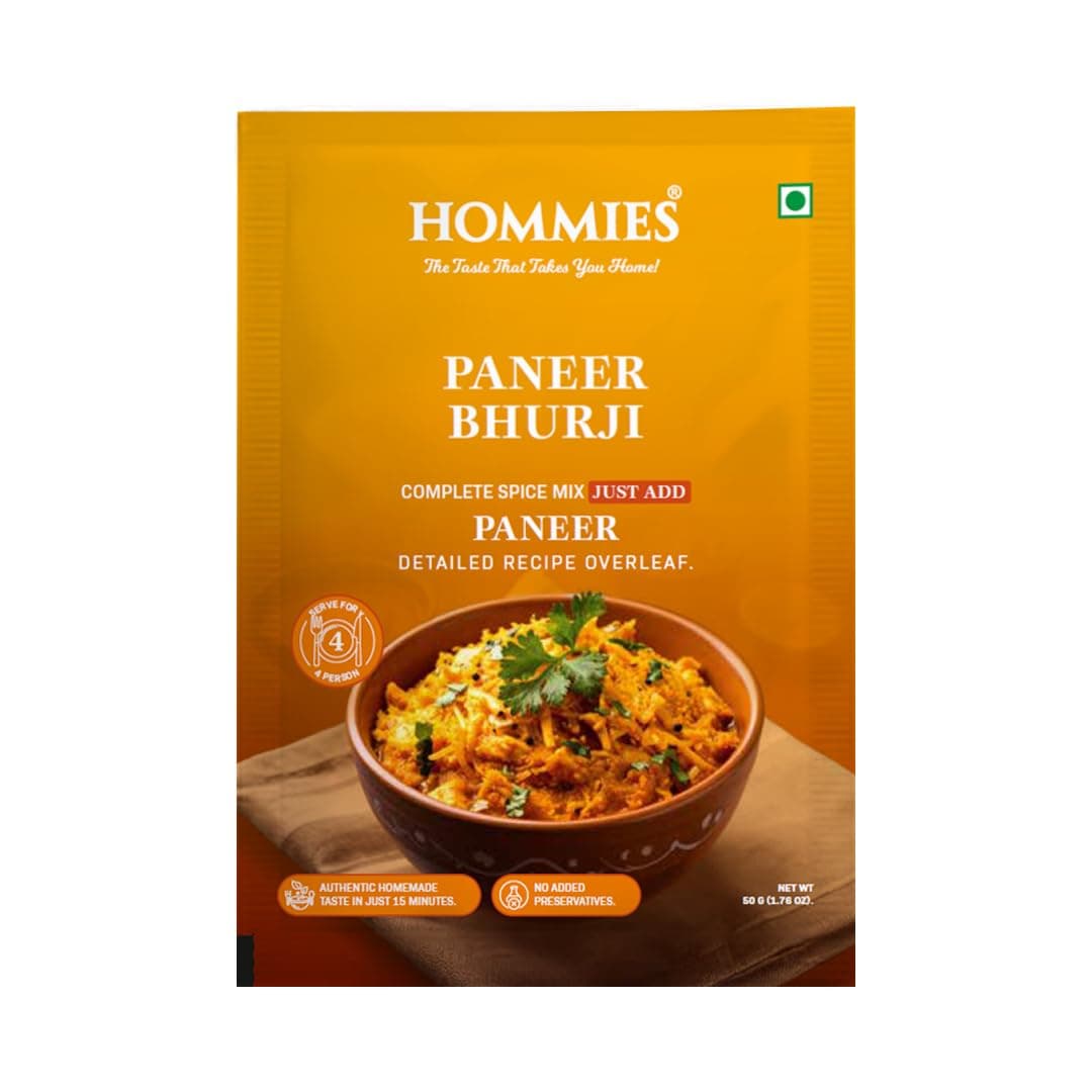 Hommies Paneer Bhurji Curry Spice Mix (Pack of 4) | Paneer Bhurji Masala | Ready to Cook in 15 Mins | Just Add Paneer & Milk | Serves 4 | Made with Cashew Nuts | No Preservatives | 200 g (4 × 50 g) — image 2