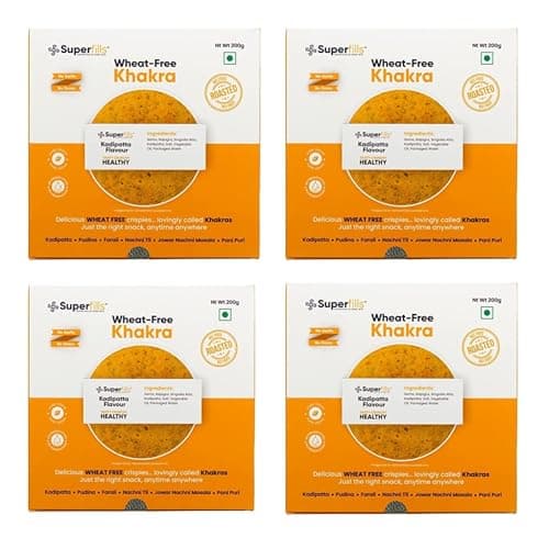 Superfills Wheat-Free (Gluten Free) Combo of 2 Nachni Till + 2 Jowar Nachni Flavour Khakra Healthy Gujarati Crispy Indian Snacks, Ready to Eat No Garlic & No Onion, 800G — image 7