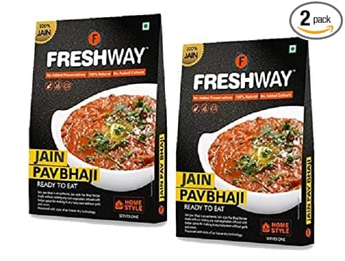 Freshway Pack of 2 (Jain Pav Bhaji & Jain Pav Bhaji) Ready to Eat Freeze Dried with No Added Preservative & Colors