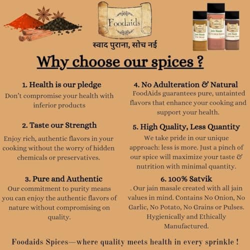 Foodaids Hing Jain Chaat masala powder (100gm). Taste with digestion/Fruits/Pokadas/Snacks .No onion No garlic. — image 4