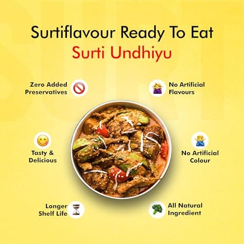 Surtiflavour Surti Undhiyu 250gram pack of 1Authentic Indian Culinary Delight Instant Ready-to-Eat Paneer Dish | Gluten-Free | Preservative-Free | Just Add Hot Water | Rich Taste & Aroma — image 8