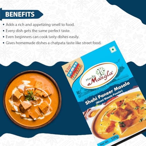 Manish Mangla Shahi Paneer Masala 100g | Mixed Masala Powder with 5 Fresh Sachets | Rich Aroma & Authentic Restaurant Style Taste | Easy Cooking Spice Blend for Shahi Paneer Curry — image 4