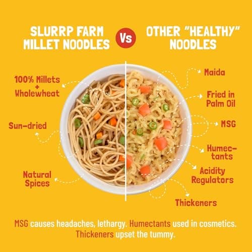 Slurrp Farm No Maida Hakka Noodles, Not Fried, No MSG, Classic Millet and Mild Millet Noodles Combo, Pack of 2, 192g Each — image 4