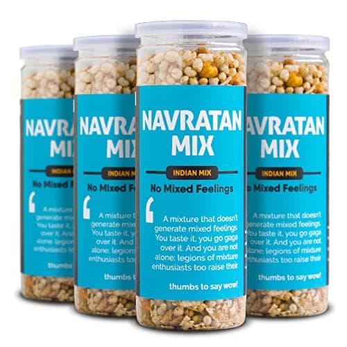 Omay Foods Navratan Mixture, 100g Jar (Pack of 4) | 9 Superfoods | Oil-Free, Roasted Not Fried | Chatpata Namkeen | Millets, Moong & Chickpea | Healthy Snack for Weight Loss | Tea Time Snack