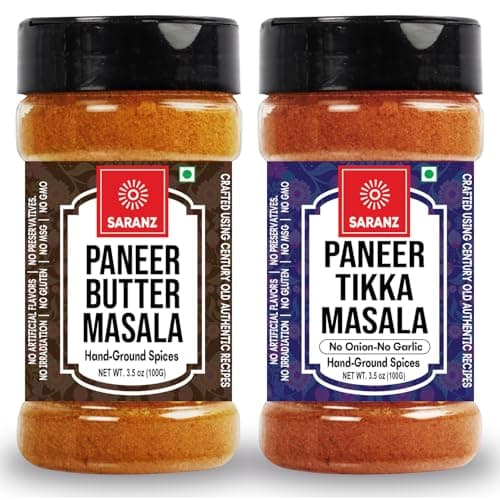 SARANZ Paneer Butter Jain & Paneer Tikka Jain Masala (Combo Pack) Instant Use | Spice Powders and Masalas | Artisanal Spices with Rich & Strong Flavour | 100 Gms Sprinkler Jar