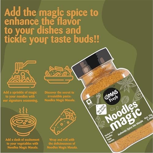 Omas Fresh No Onion No Garlic Noodles Magic Masala & Peri Peri Seasoning | 250g × 2 Combo Pack | Spicy & Flavorful Duo for Noodles, Pasta & Everyday Cooking — image 2