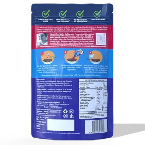 Bhojan Bazaar Jain Puneri Misal Masala 70 g | No Onion No Garlic Ready To Cook in 10 min | Serves 4 | Authentic Puneri Taste Jain Masala with Sprouted Moth Beans | No Added Preservatives — image 2