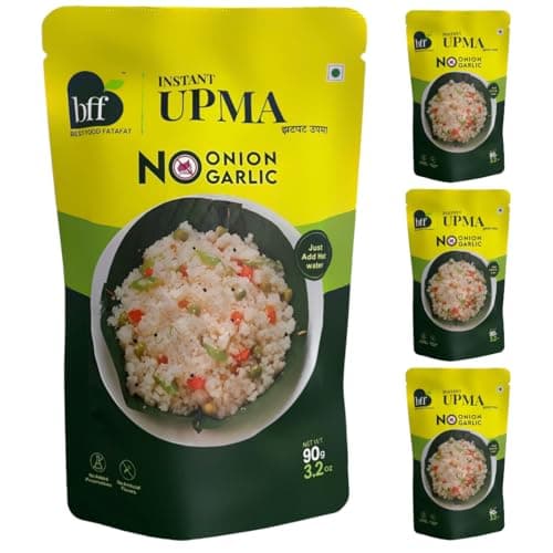 Instant Upma - Pack of 4 (90g Each) | Indian Breakfast Mix | Just Add Water | Made with Semolina & Spices | No Added Preservatives | No Onion, No Garlic