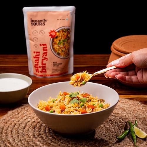 Instantly Yours Ready to Eat Shahi Biryani Veg 500 gm (pack of 2), Ready to Eat Indian Rice with Vegetables and Spices (No Onion No Garlic)(Jain) — image 3