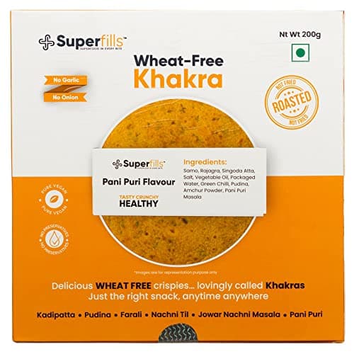 Superfills Wheat-Free Farali Khakra - 200gm | Diet Snack for Weight Loss | High in Protein & Fiber | Ready to Eat, Roasted | Traditional Gujarati Handmade | No Garlic & No Onion | Perfect Chai Time Snack (Pack of 1) — image 5