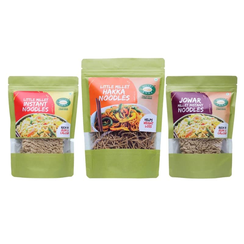 Millet Amma Little Millet Instant + Jowar Millet Noodles Combo - 350 Gms, Pack of 2 - Each 175 Gms, Easy & Ready to Cook, Zero Maida & Vegan, Best Choice for Instant Breakfast & Dinner — image 8